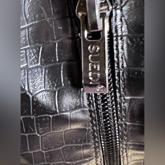 New Suedi Womens Knee High Black Croc Embossed Chunky Heel Squared Toe Boots Sz9 - Picture 9 of 16